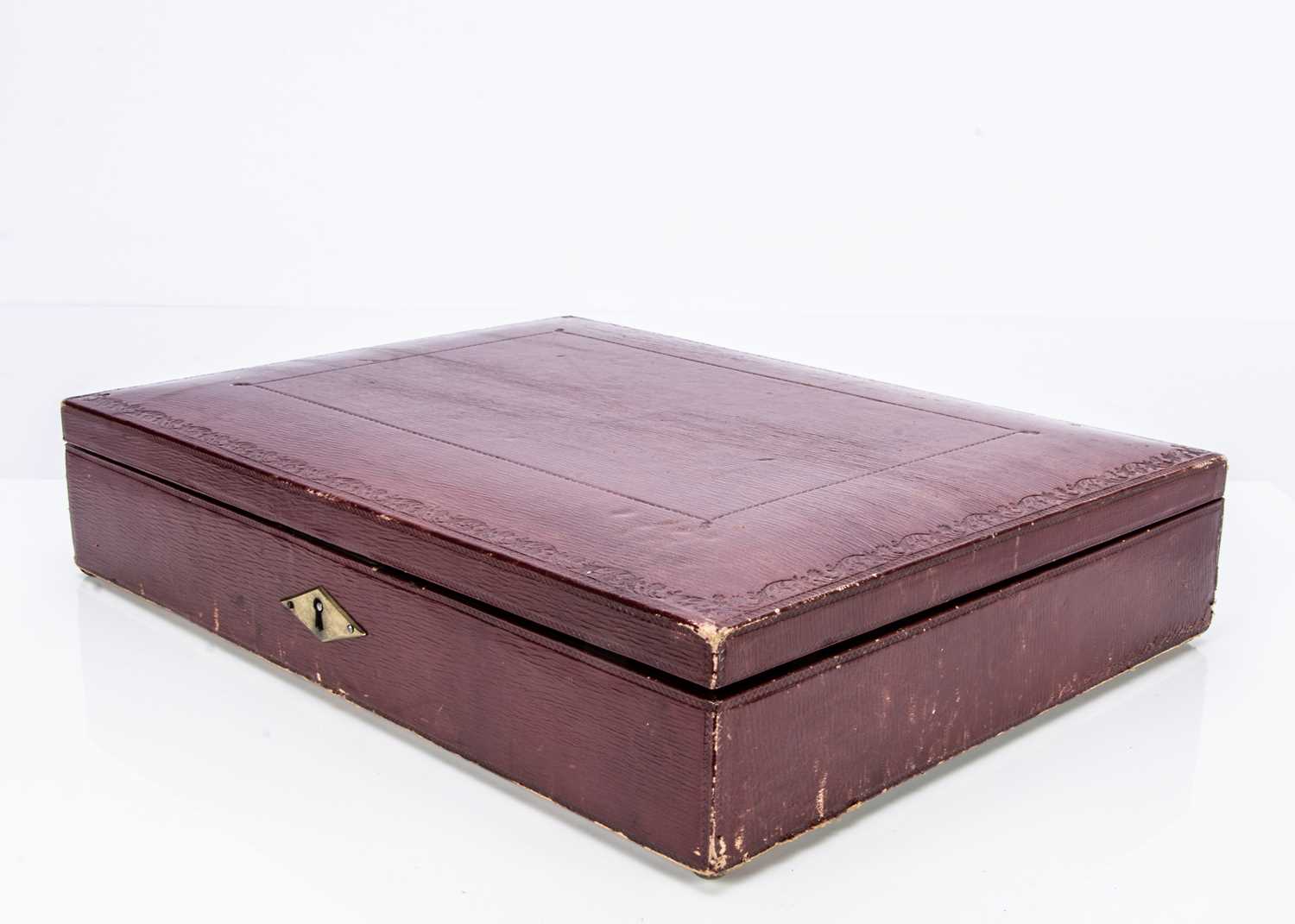 A 19th century red leather fitted jewel box, - Image 2 of 2