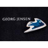 Henning Koppel for Georg Jensen blue fish 307 silver brooch,
