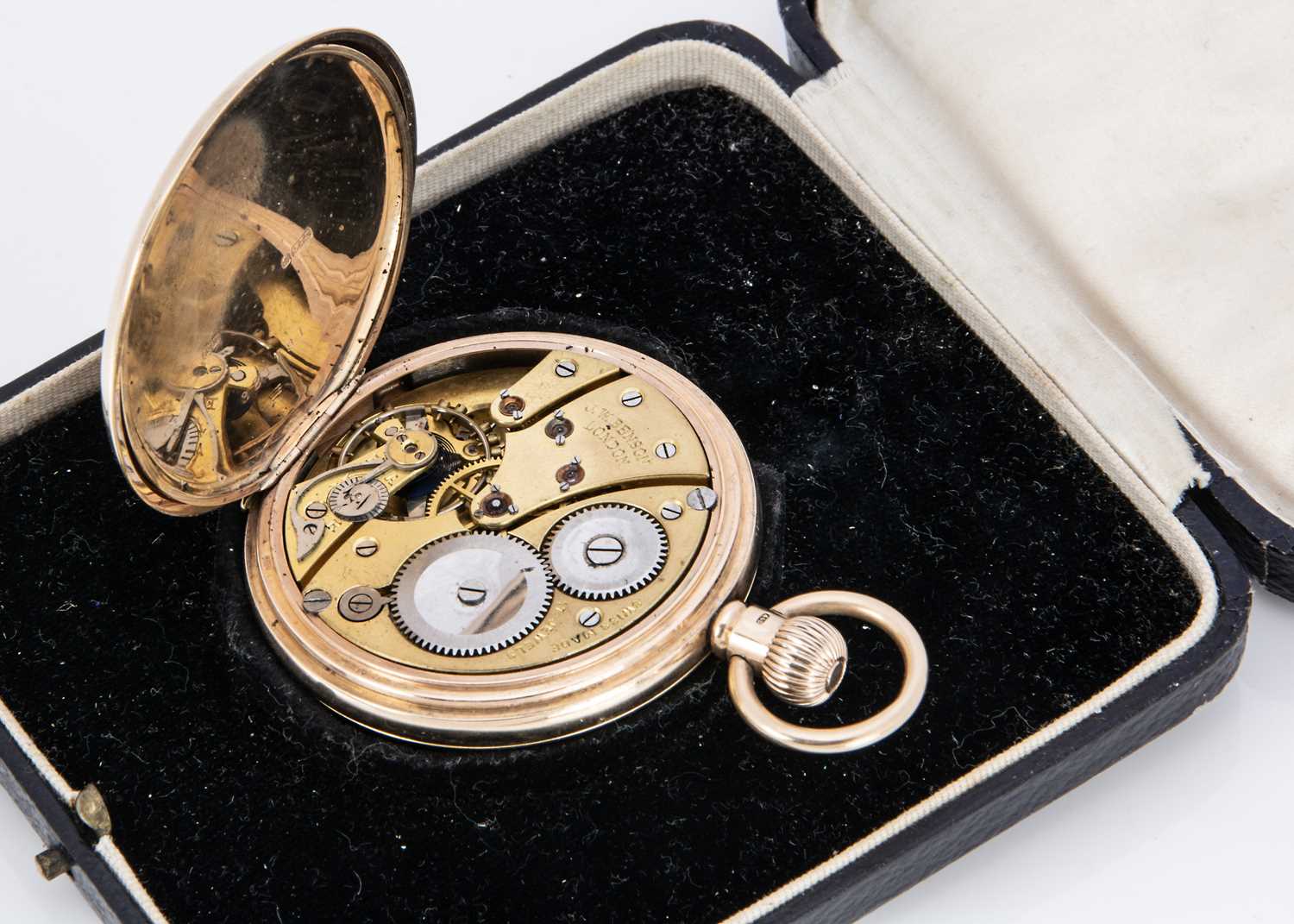 A George V J.W. Benson 9ct gold half hunter pocket watch, - Image 2 of 3