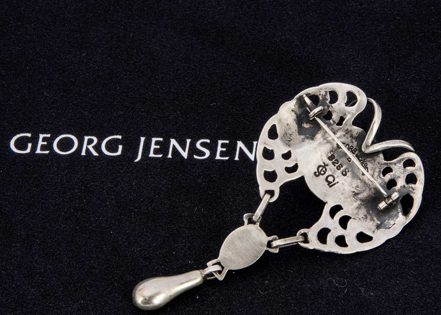 Early 20th century Georg Jensen silver amethyst Art Nouveau pendant/pin brooch, No.2, - Image 2 of 3
