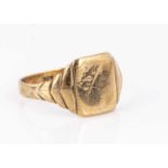 A 9ct gold stepped shouldered gentleman's dress ring,