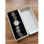 An Art Deco style marcasite cocktail watch,