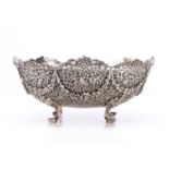 A late Victorian silver pierced oval centre piece,