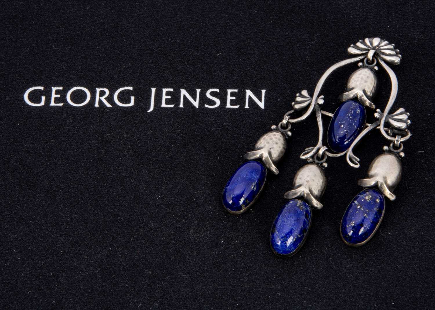 Early 20th century Georg Jensen lapis brooch No. 44,