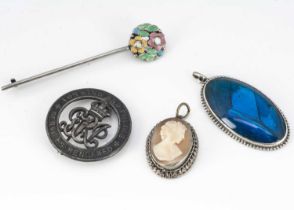 A Bernard Instone style sterling silver marked enamel pin,