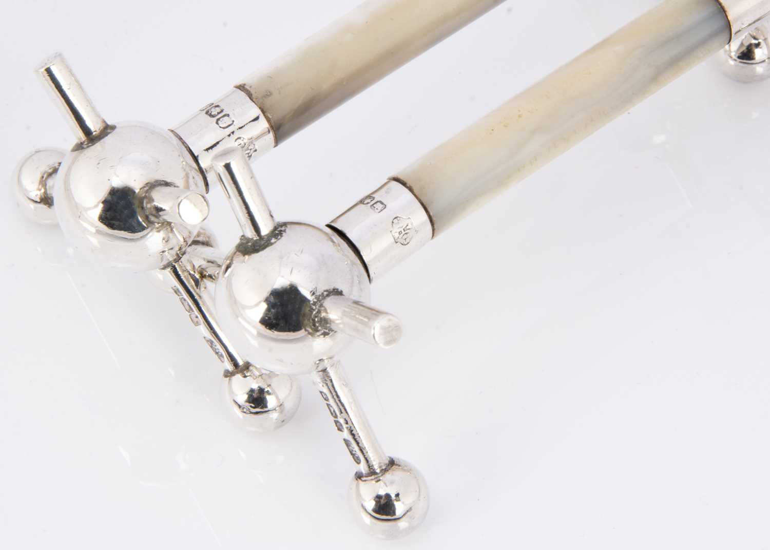 A pair of George V period silver and mother of pearl knife rests by William Hutton & Sons - Image 2 of 2