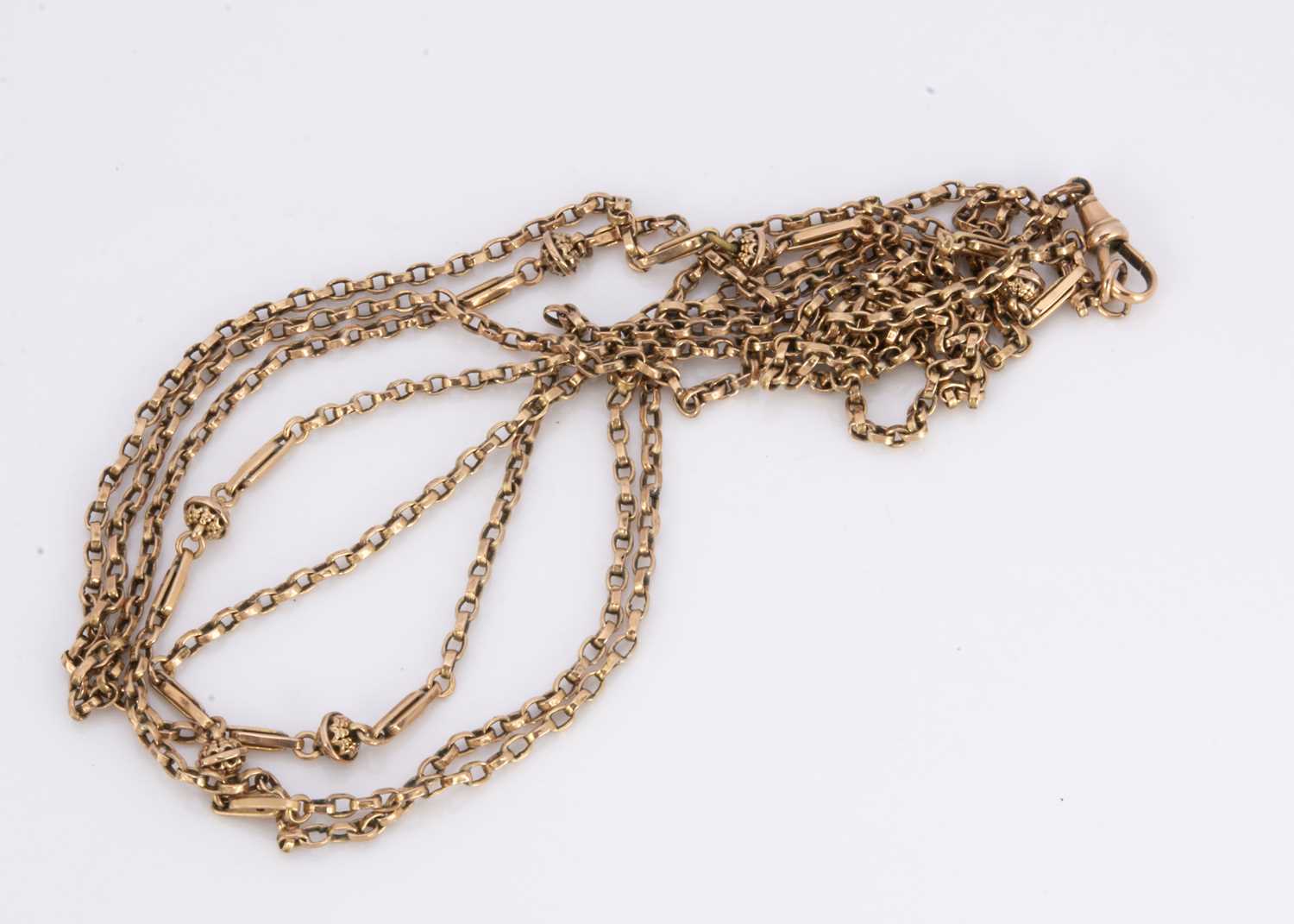 A 9c marked fancy linked guard chain,