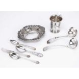 A small group of eight Victorian and later silver items,