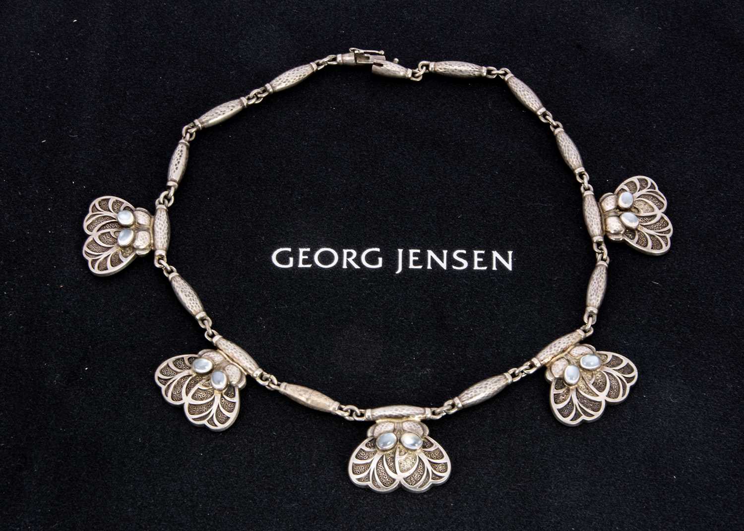 Georg Jensen silver and moonstone fringe necklace no. 4,