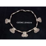 Georg Jensen silver and moonstone fringe necklace no. 4,