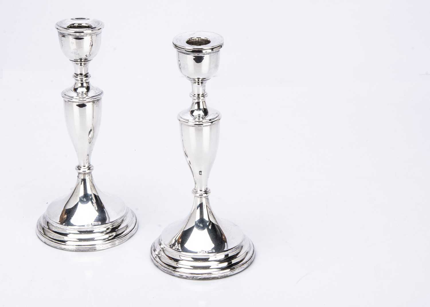 A pair of 1960s silver filled candlesticks by T&S,