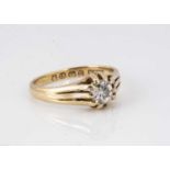 A Victorian diamond solitaire signet ring,