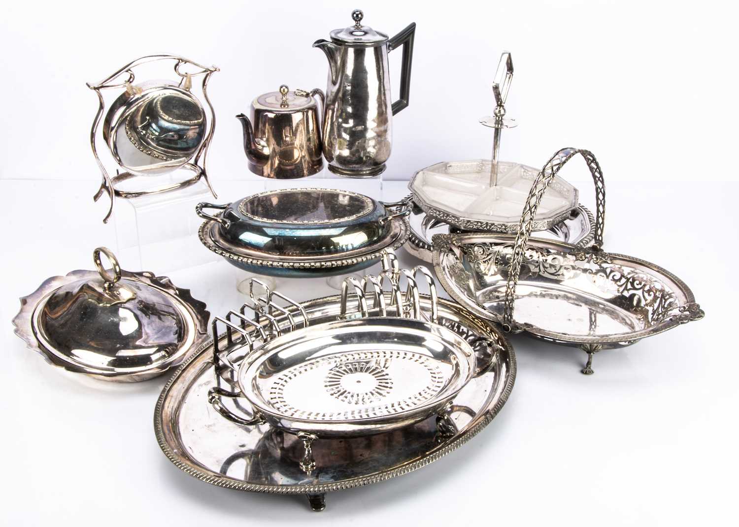 Two boxes of silver plated items and several small silver items, - Image 2 of 3