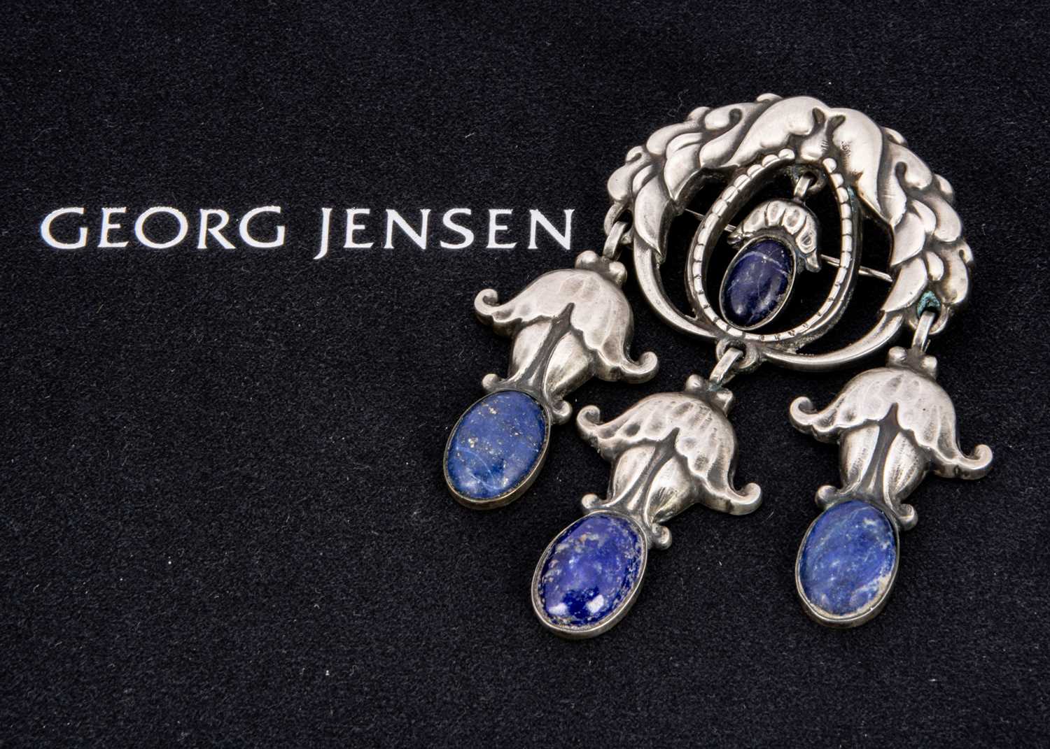 A Georg Jensen 'Master brooch' silver and lapis no. 95,