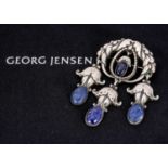 A Georg Jensen 'Master brooch' silver and lapis no. 95,