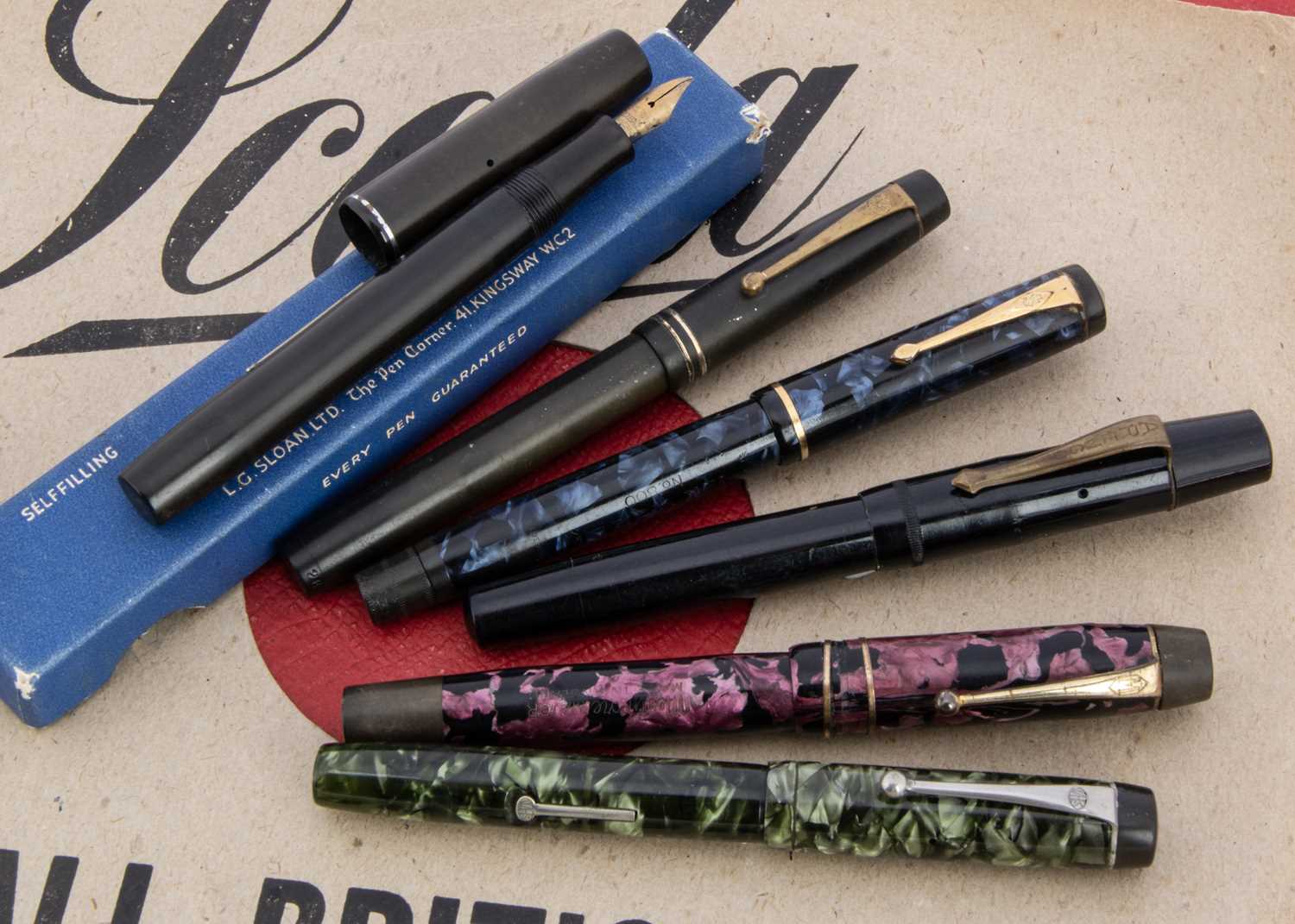 Six vintage fountain pens,