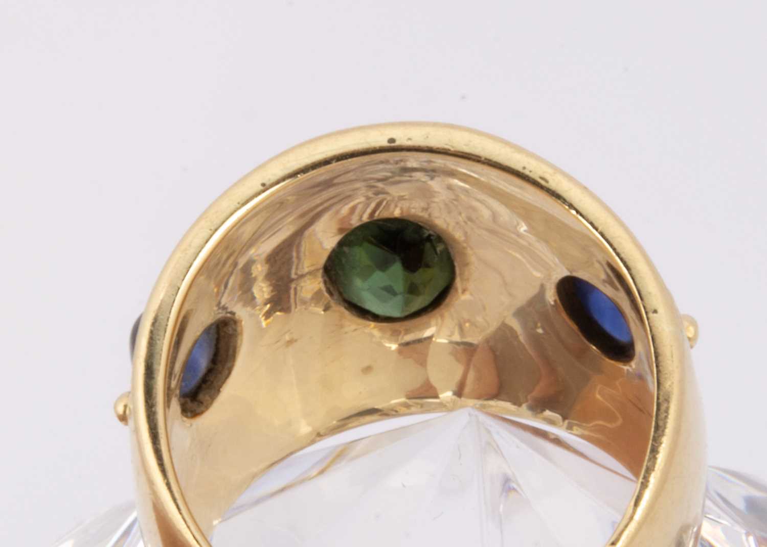 A continental 18ct gold tourmaline and sapphire dress ring, - Image 2 of 2