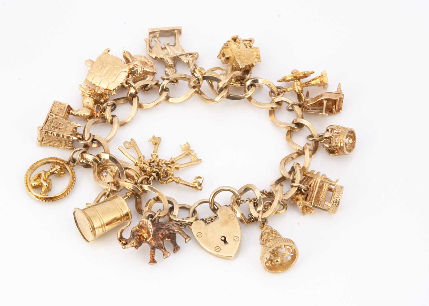 A 9ct gold charm bracelet,