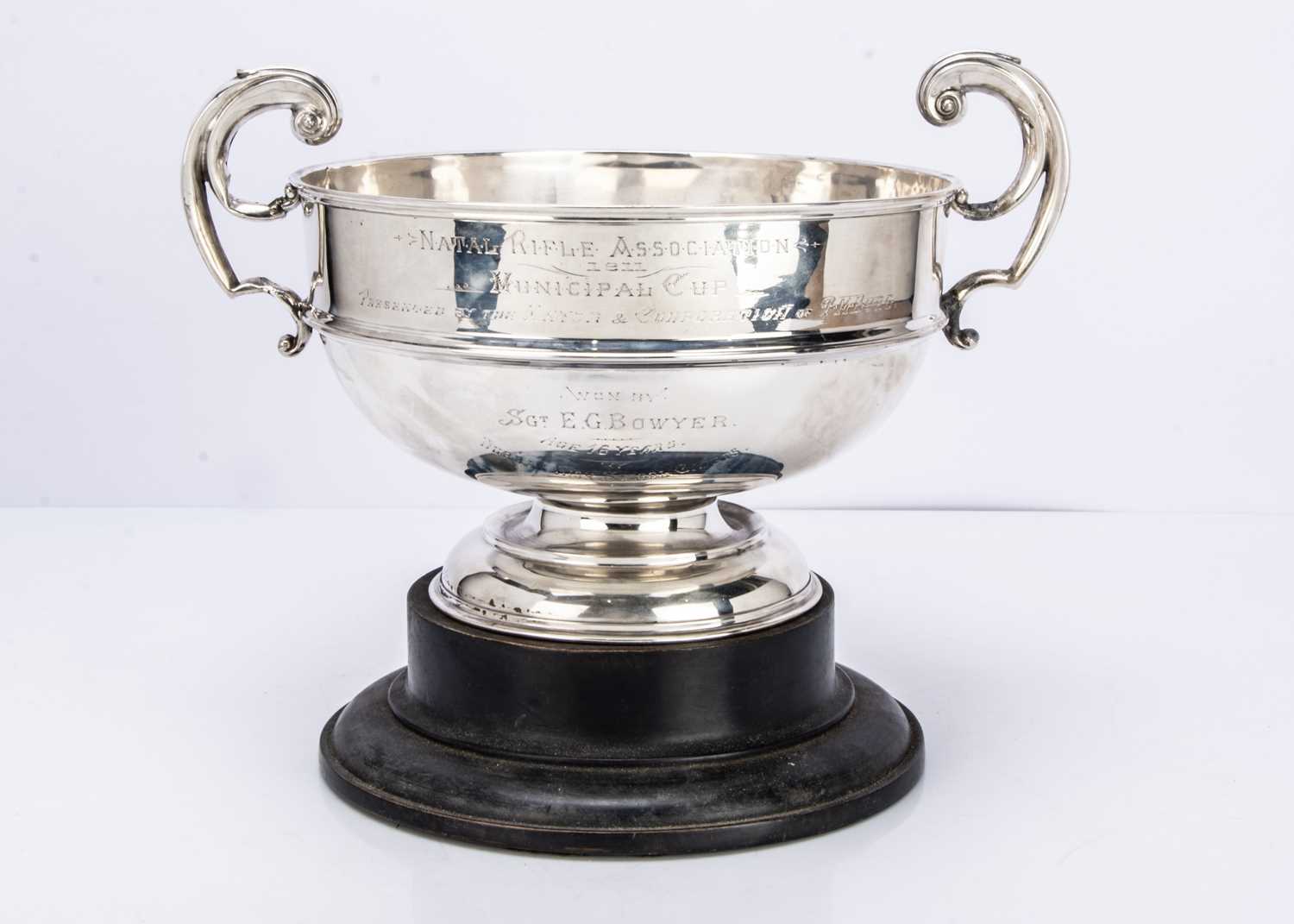 An Edwardian silver twin handled trophy cup,