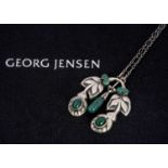 An early 20th century silver Georg Jensen chrysoprase pendant no.28,