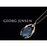 An early 20th century silver Georg Jensen labradorite pendant no.49,