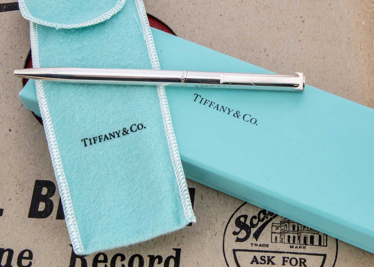 A modern silver biro from Tiffany & Co,