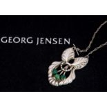 An early 20th century silver Georg Jensen chrysoprase pendant no.65,