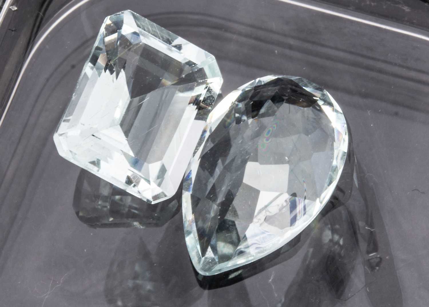 Two Aquamarine gemstones,
