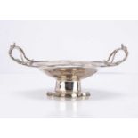 A George V silver twin handled dish,