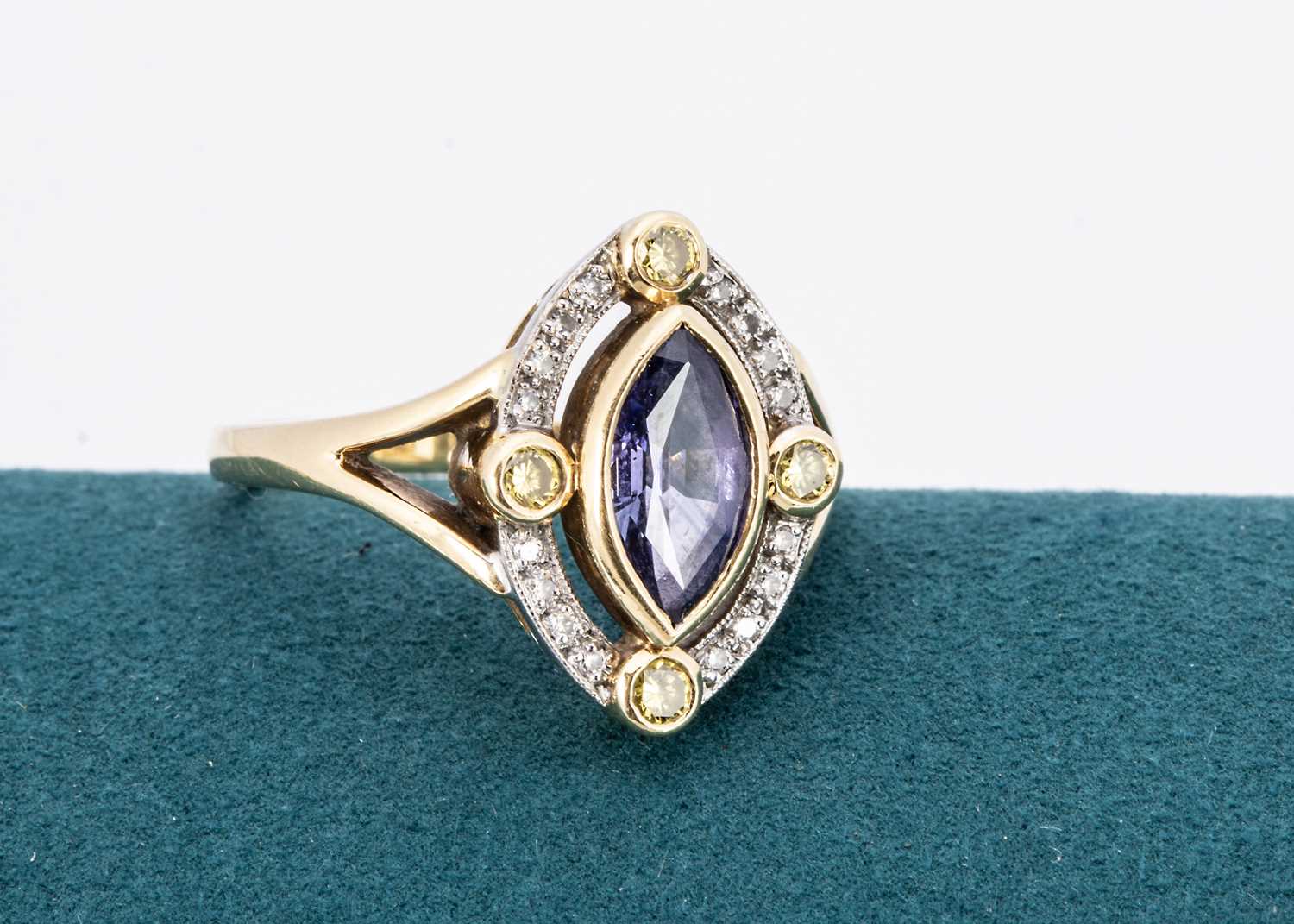 An 18ct gold sapphire and diamond dress ring,