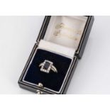 An Art Deco diamond and blue paste white metal dress ring,