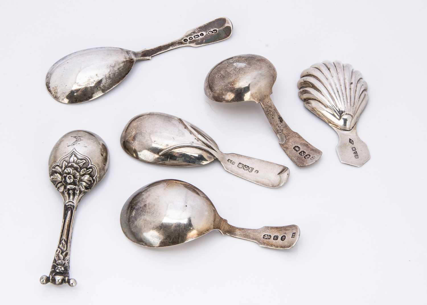 A collection of six Georgian and Victorian silver tea caddy spoons, - Image 2 of 2