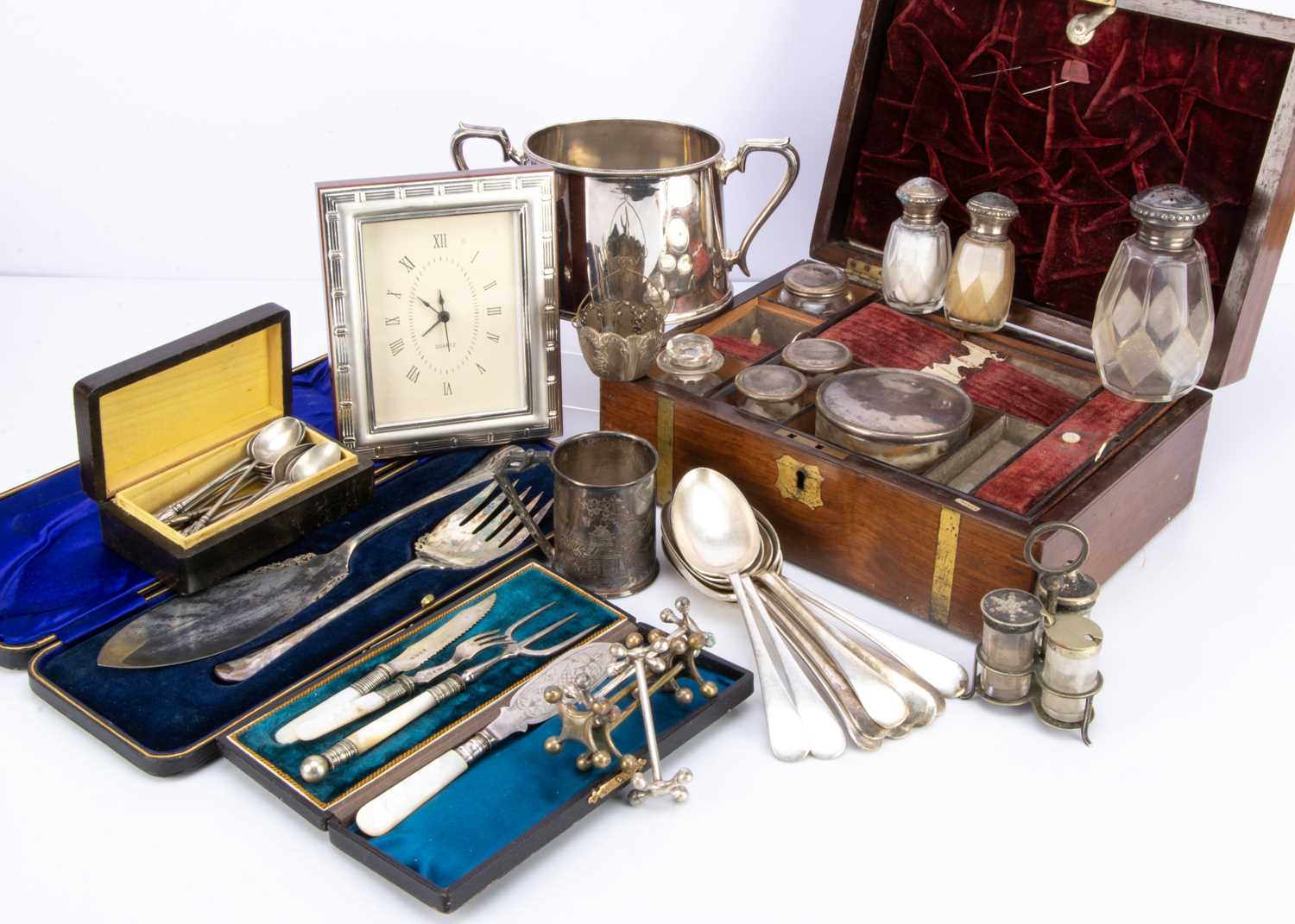 A collection of silver plate and other items,