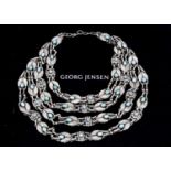 An early Georg Jensen silver aventurine quartz and chalcedony four multi strand necklace no.1,