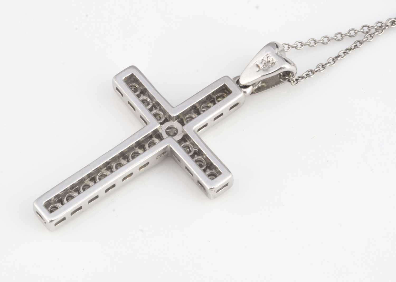 A 9ct gold diamond set cross pendant, - Image 2 of 2