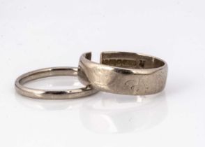 Two white gold wedding bands,
