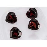 Four certificated Natural Red Garnets,