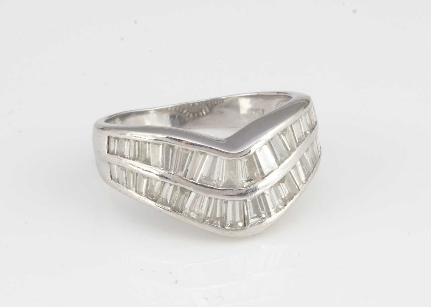 A 18ct gold wishbone shaped diamond dress ring, - Image 2 of 2