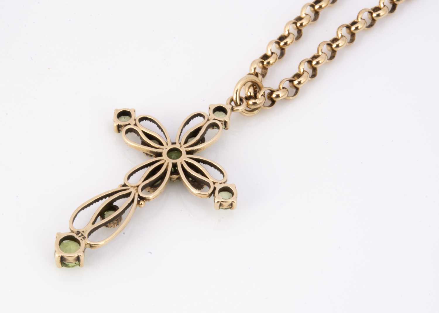 A 9ct gold peridot openwork cross, - Image 3 of 3