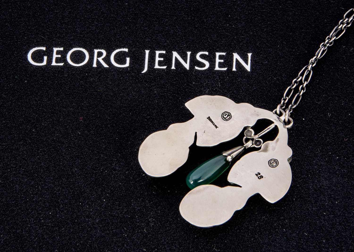 An early 20th century silver Georg Jensen chrysoprase pendant no.28, - Image 2 of 3