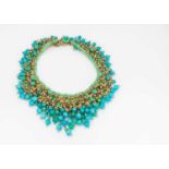 A 1960s fringe bead and gilt metal costume necklace,