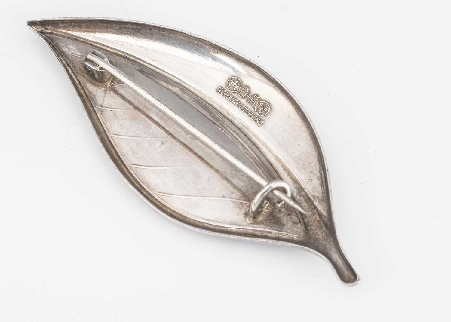 A David Andersen silver and enamel leaf brooch, - Image 2 of 2
