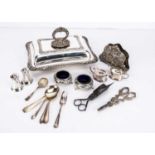 A small collection of silver and silver plated items,