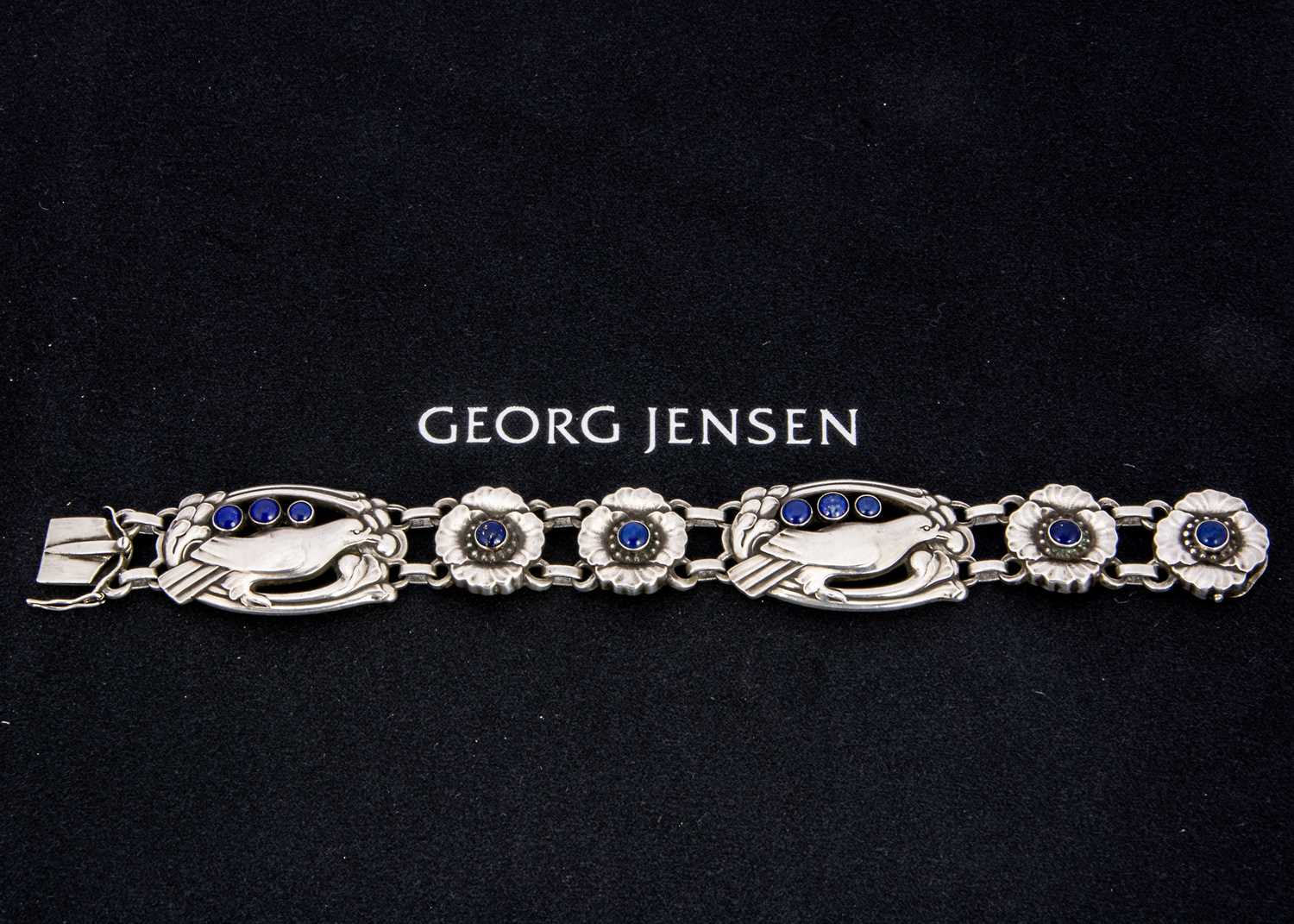 An early Georg Jensen lapis lazuli bird bracelet no. 23,