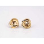 A pair of Italian 18ct gold two colour knot earrings,