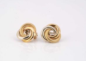 A pair of Italian 18ct gold two colour knot earrings,