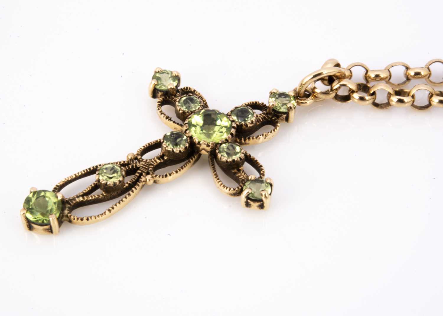 A 9ct gold peridot openwork cross, - Image 2 of 3