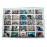 A large collection of drop, stud, gem and paste set earrings,