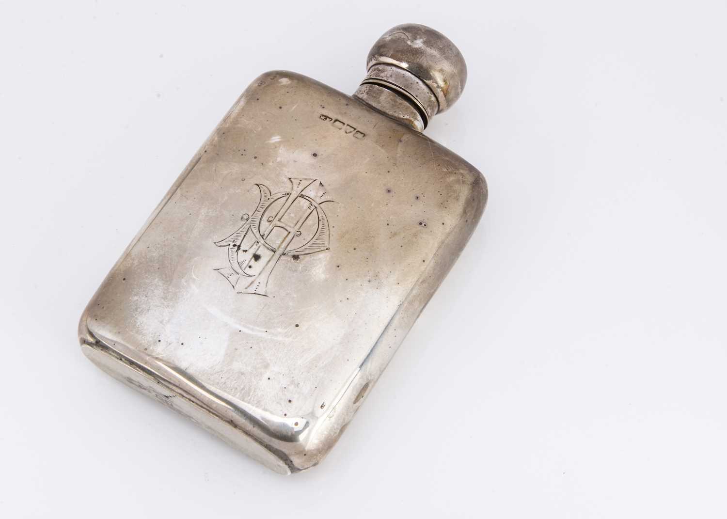 An early 20th century silver hipflask by WN,