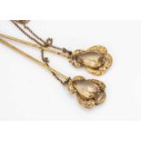A pair of 19th century Citrine and yellow metal dress pins,